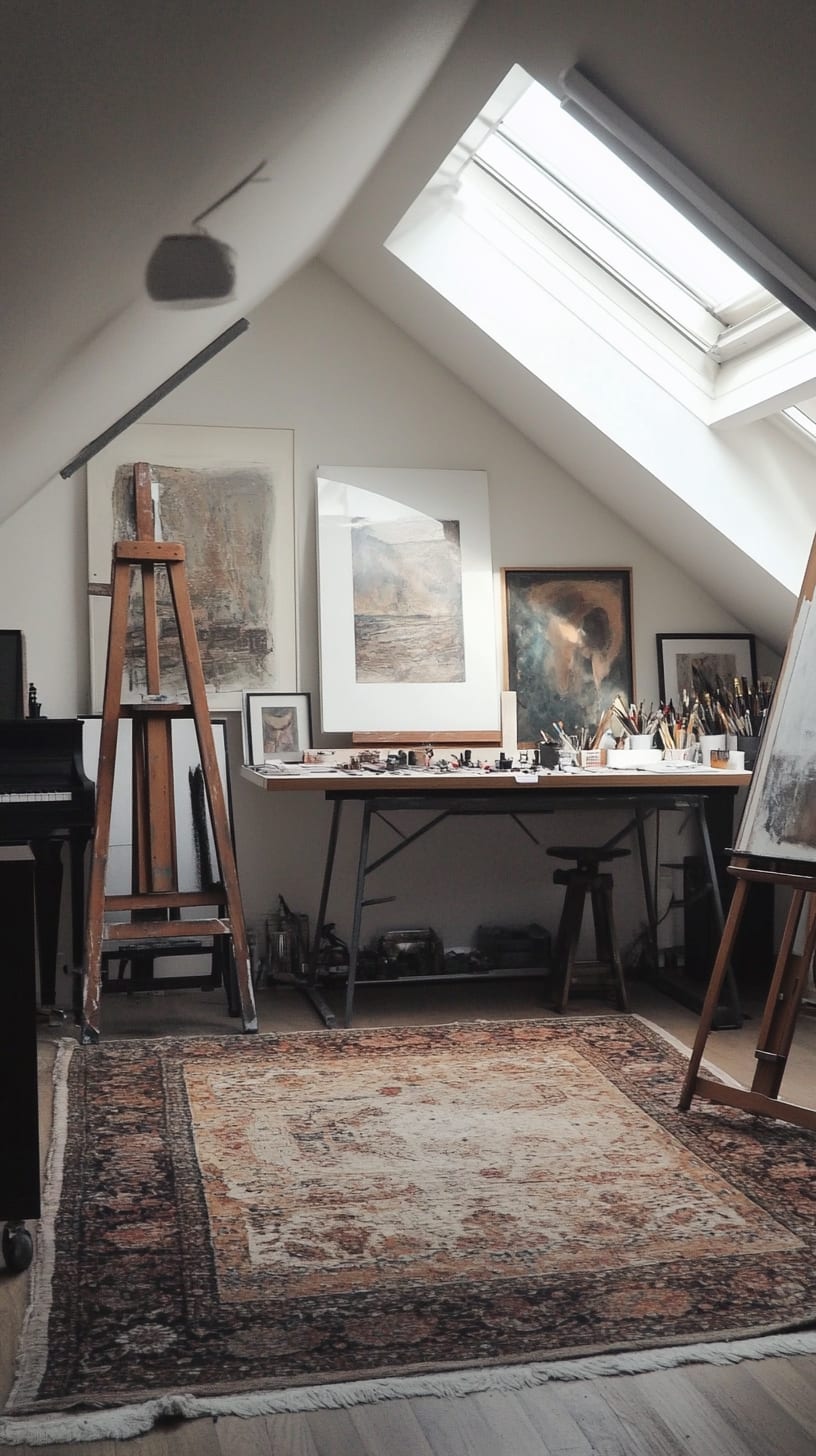 A spacious attic artist